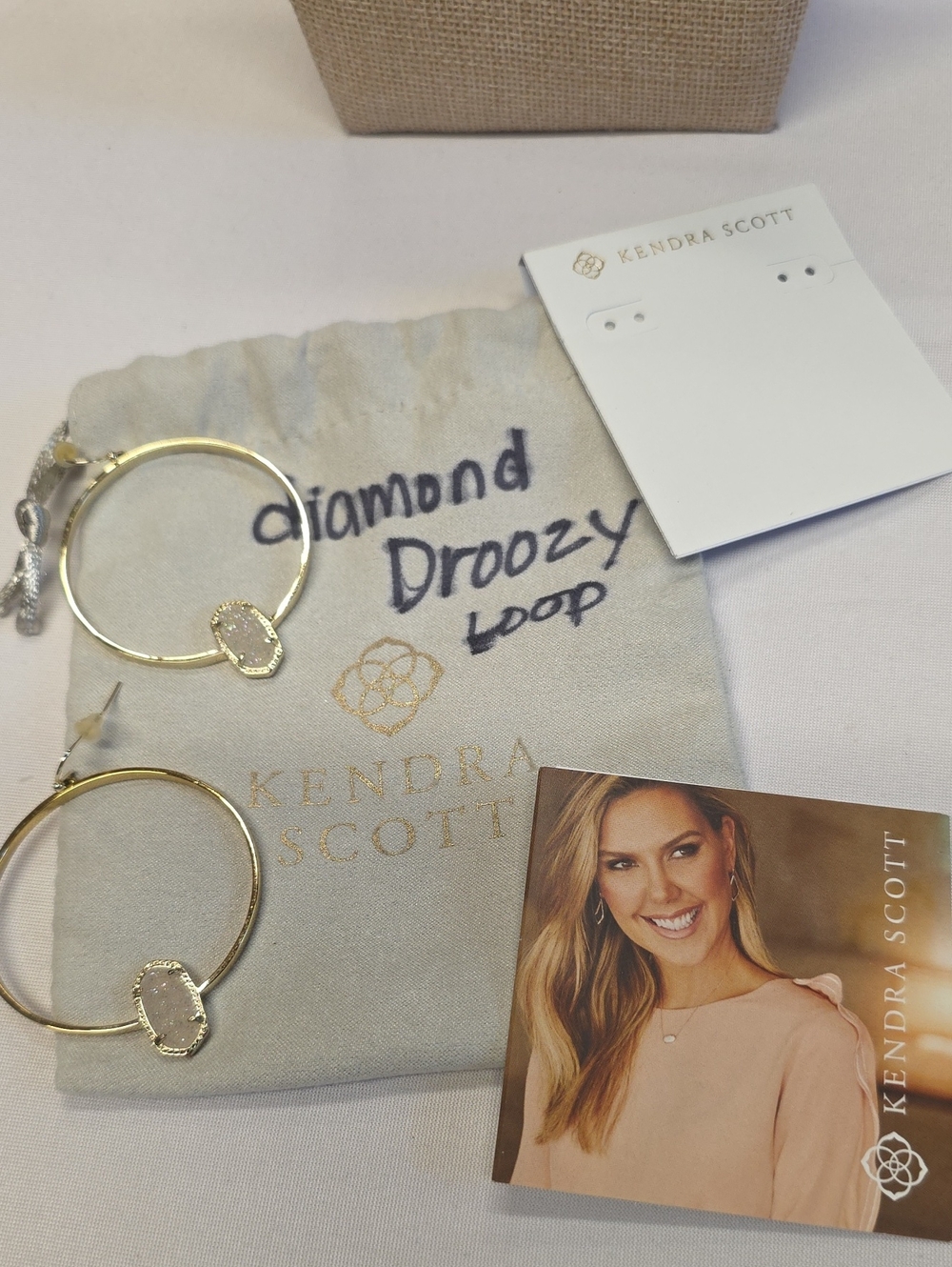 KENDRA SCOTT Elora Hoop Earrings in Gold Iridescent Drusy